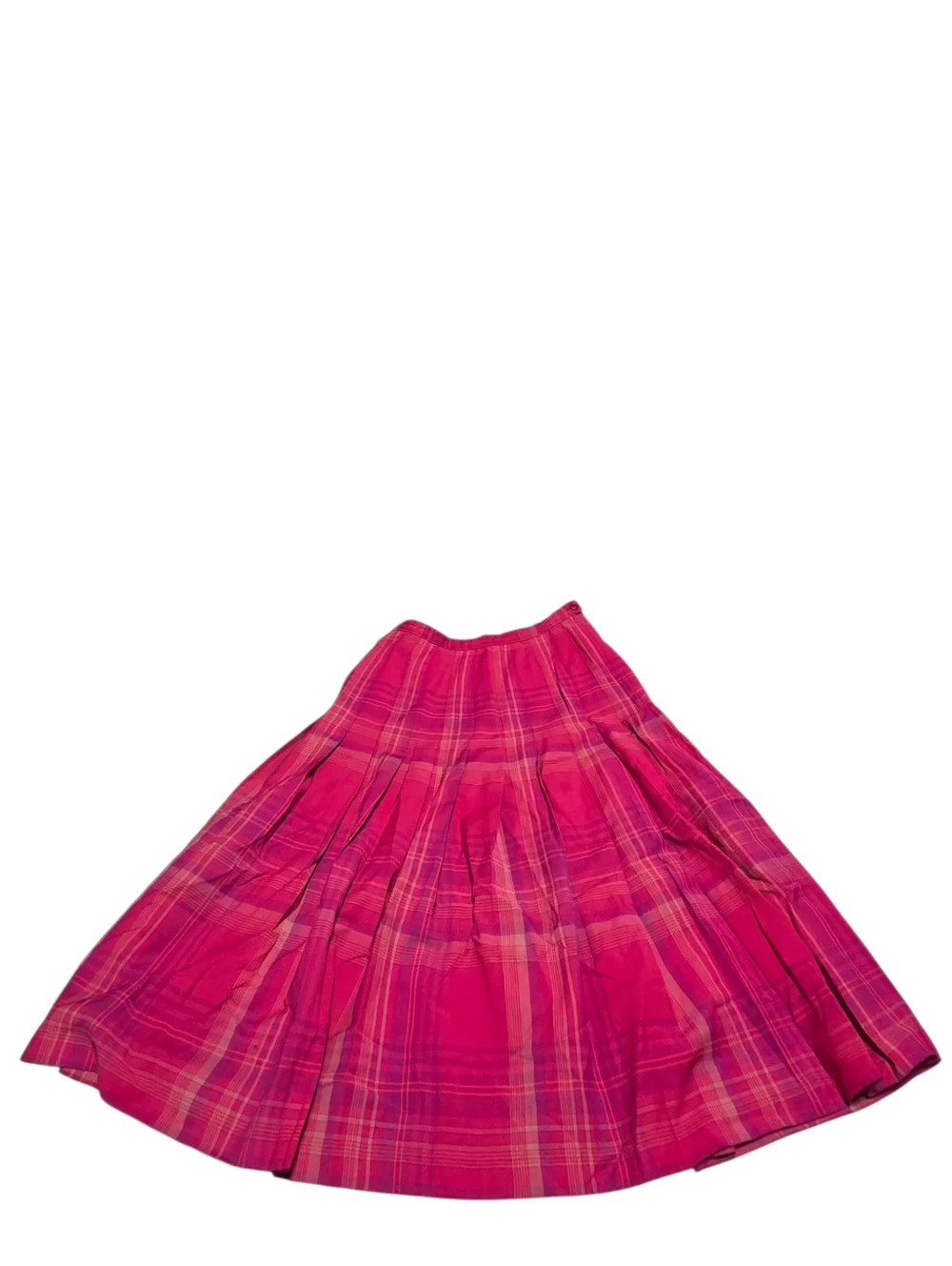 Pendleton Vintage 100% Wool Lightweight Pink Plaid Pleated Maxi Skirt SZ 12 VGUC